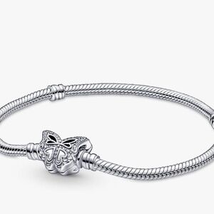 Pandora Sterling silver Butterfly Clasp Snake Chain 7.5 inches